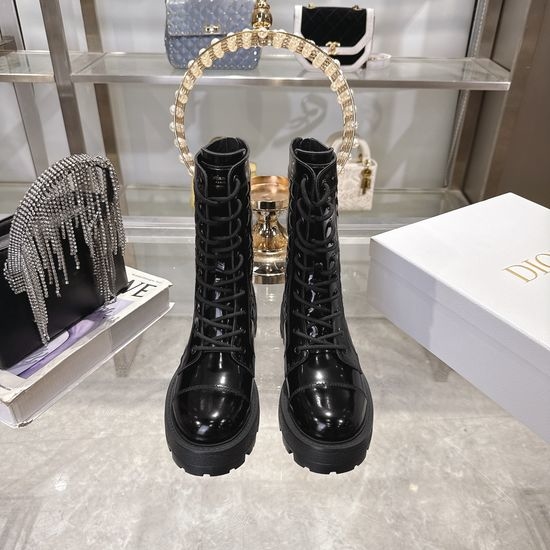 Christian Dior CD Embroidered Color-block Riding Boots with CD Logo
