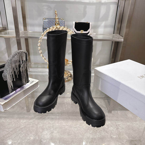 Christian Dior CD Classic Black Leather Riding Boots with CD Design