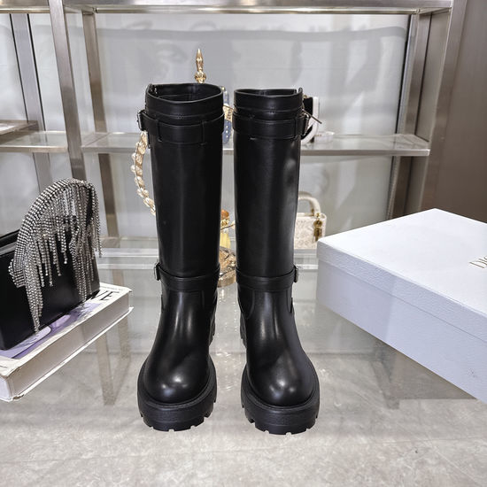Christian Dior CD Classic Black Leather Riding Boots with CD Design