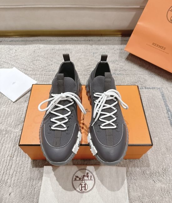 Hermes Suede Canvas Sneakers Soft Lining Lightweight Non-slip Casual Shoes