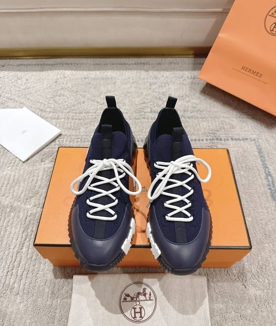 Hermes Suede Canvas Sneakers Soft Lining Lightweight Non-slip Casual Shoes