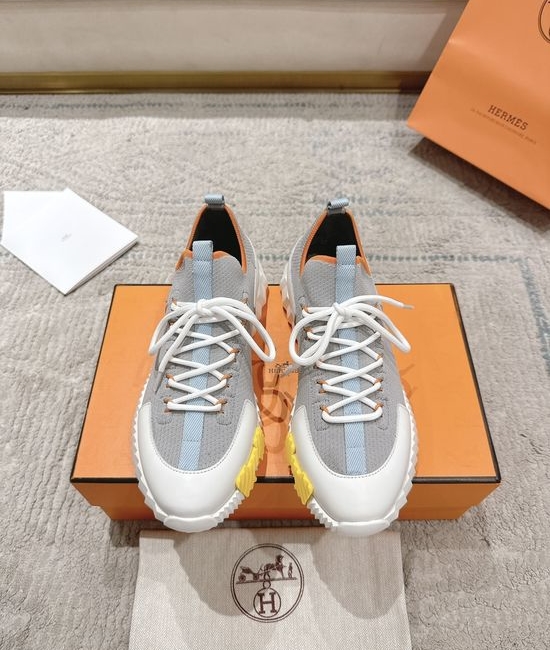 Hermes Suede Canvas Sneakers Soft Lining Lightweight Non-slip Casual Shoes