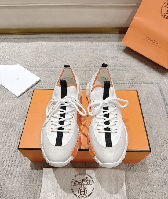 Hermes Suede Canvas Sneakers Soft Lining Lightweight Non-slip Casual Shoes