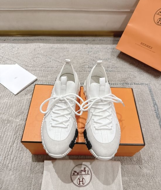 Hermes Suede Canvas Sneakers Soft Lining Lightweight Non-slip Casual Shoes