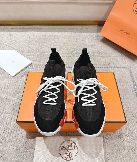 Hermes Suede Canvas Sneakers Soft Lining Lightweight Non-slip Casual Shoes