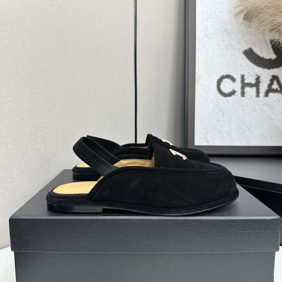 Chanel Suede Mules With Premium Leather Lining And Leather Sole