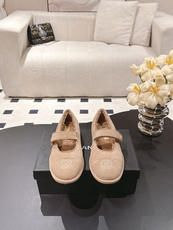 Chanel Wool Lined Suede Flats Comfortable Soft Casual Shoes
