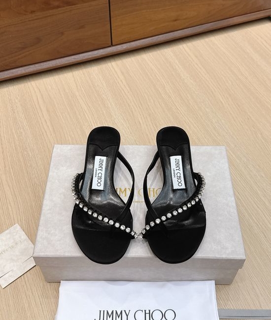 Jimmy Choo Rhinestone Velvet Mule Kitten Heel Slips Elegant Comfortable