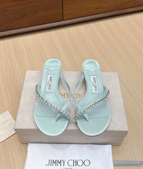 Jimmy Choo Rhinestone Velvet Mule Kitten Heel Slips Elegant Comfortable