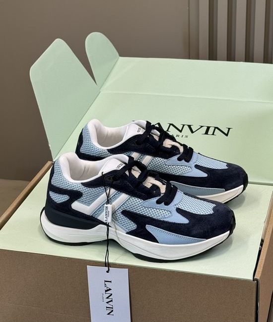 Lanvin Breathable Leather Mesh Sneakers Lightweight Soft Casual Shoes