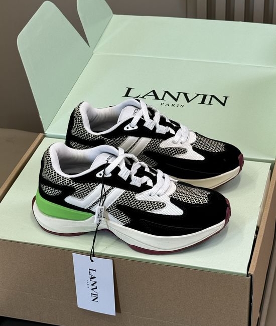 Lanvin Breathable Leather Mesh Sneakers Lightweight Soft Casual Shoes