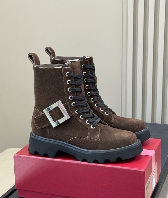 Roger Viver RV Square Buckle Ankle Boots Soft Leather Comfortable Height Boost