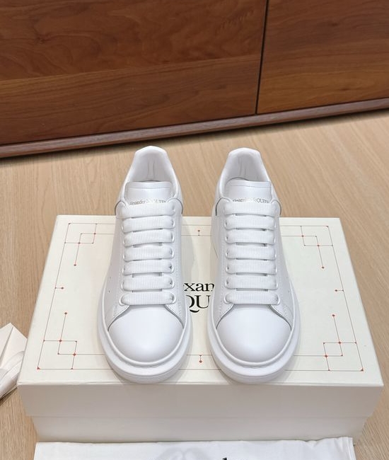 McQueen Premium Leather Casual Sneakers Non Yellowing Sole