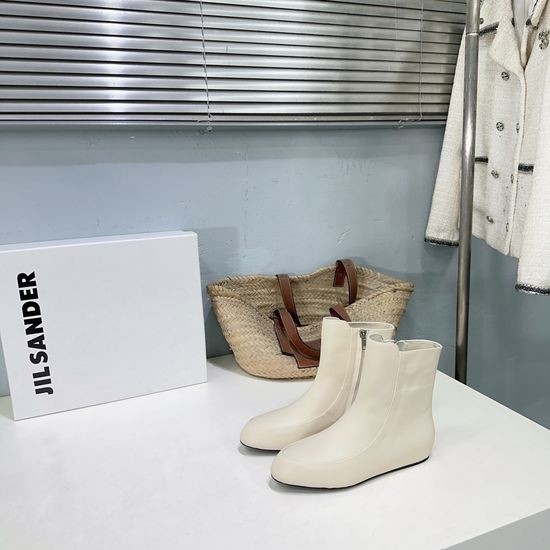 Jil Sanders Hidden Heel Side Zip Ankle Boots Comfortable Leather Lined