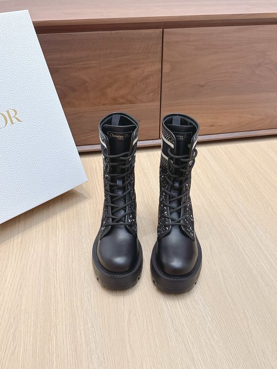 Christian Dior Embroidered Lightweight Slip On Ankle Boots With Logo Details