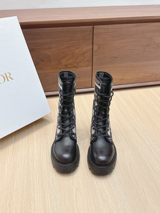 Christian Dior Embroidered Lightweight Slip On Ankle Boots With Logo Details