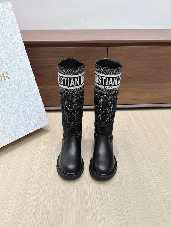 Christian Dior Knee High Graffiti Print Riding Boots With Adjustable Straps