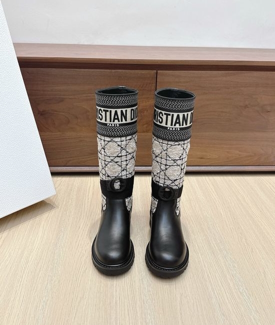 Christian Dior CD Graffiti Knee High Boots Adjustable Strip Wear Resistant Sole