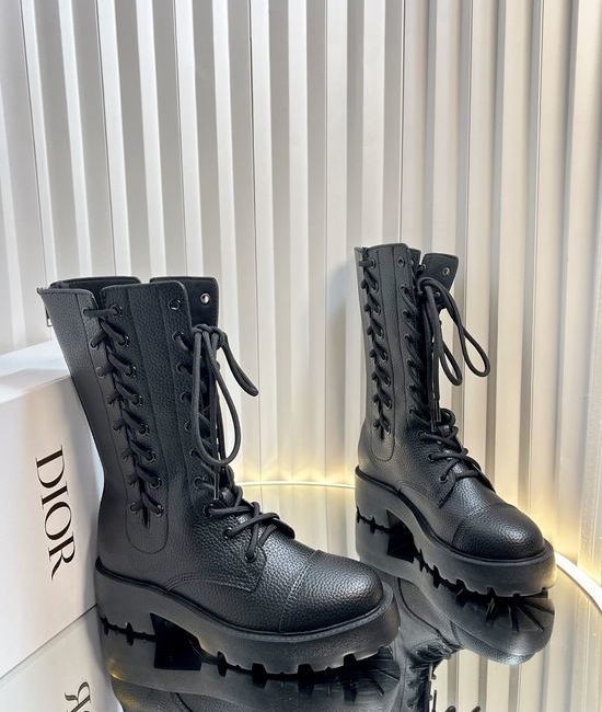 Christian Dior CD High-end Runway Zip-up Motorcycle Boots