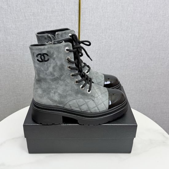 Chanel Embroidered Chunky Heel Suede Ankle Boots