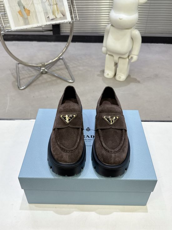 Prada Chunky Platform Mary Jane Loafers Leather Upper Comfortable