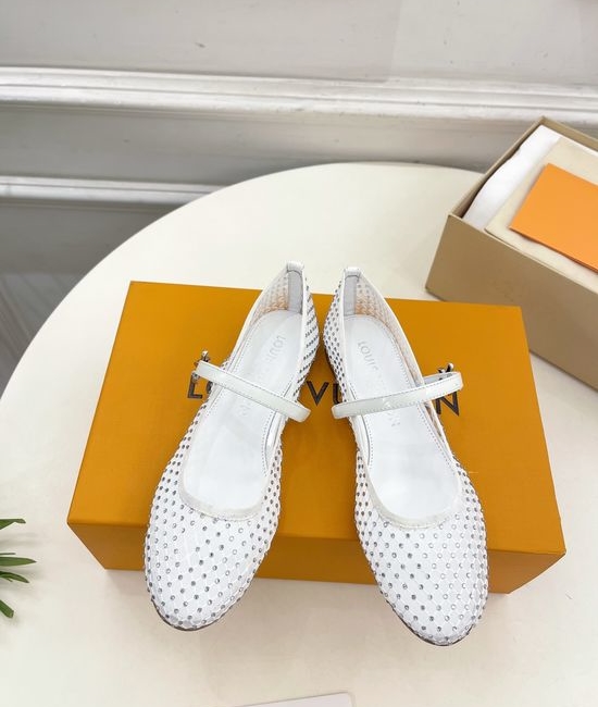 Louis Vuitton LV Rhinestone Mesh Surface Mary Jane Ballet Flats