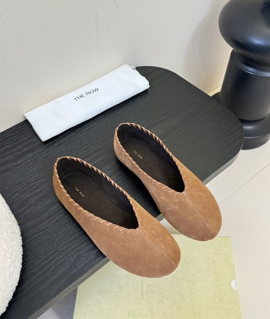 The Row Soft Suede Leather Comfortable Slip On Casual Flats
