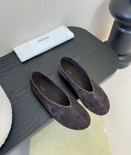 The Row Soft Suede Leather Comfortable Slip On Casual Flats