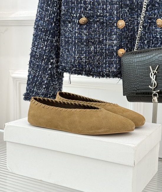 The Row Minimalist Woven V-cut Leather Shoes Handcrafted Comfortable Footwear