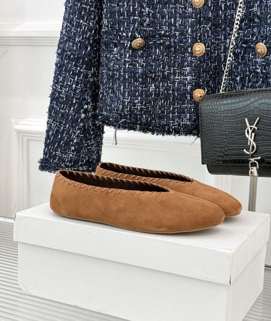 The Row Minimalist Woven V-cut Leather Shoes Handcrafted Comfortable Footwear