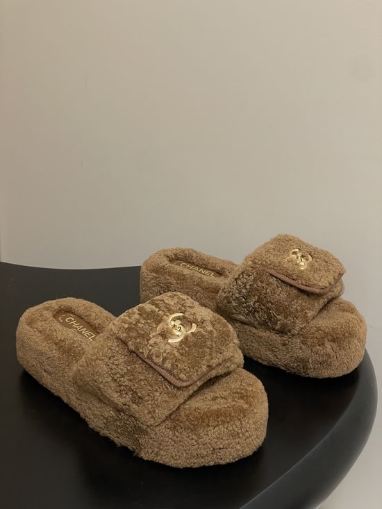 Chanel Classic Quilted Logo Comfort Thick Sole Slippers