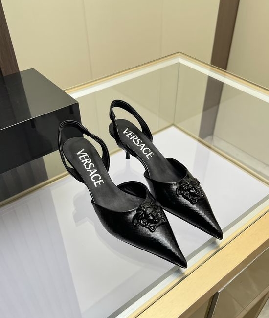 Versace Cowhide Low Heel Slingback Dress Sandals