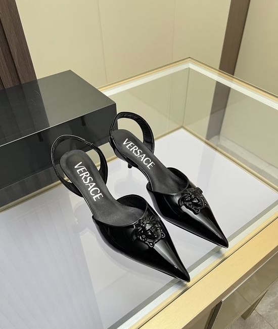 Versace Cowhide Low Heel Slingback Dress Sandals