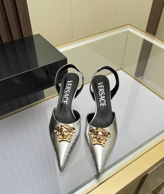Versace Cowhide Low Heel Slingback Dress Sandals