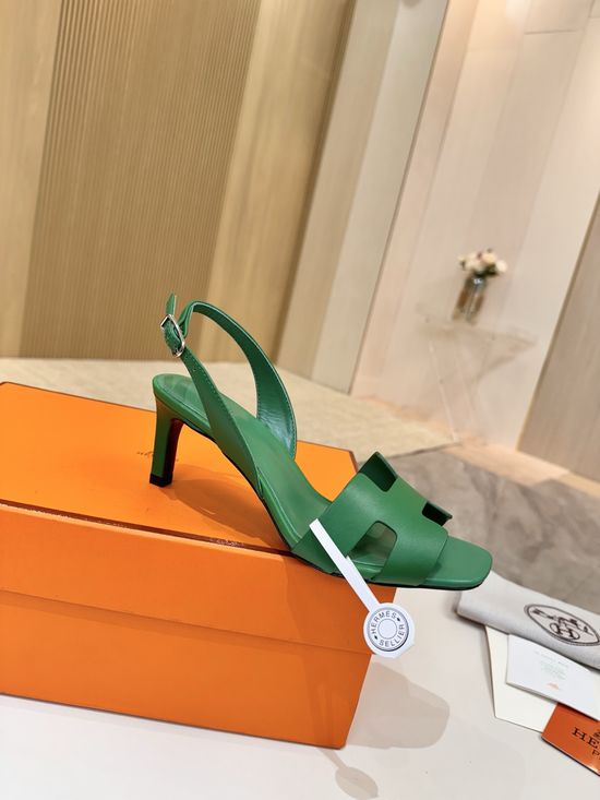 Hermes Genuine Leather Heels Premium Leather Lining 6.5cm Heel Height