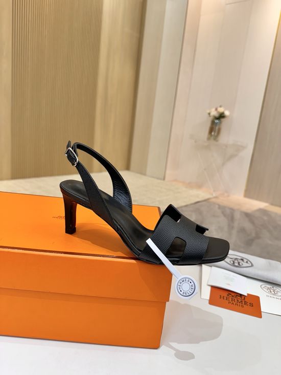Hermes Genuine Leather Heels Premium Leather Lining 6.5cm Heel Height