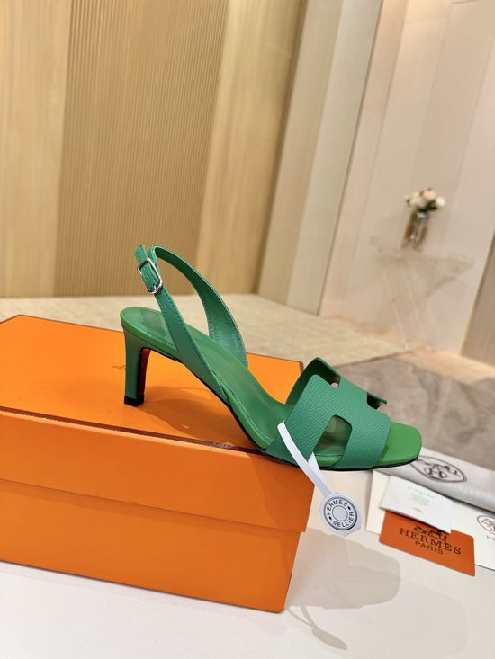 Hermes Genuine Leather Heels Premium Leather Lining 6.5cm Heel Height