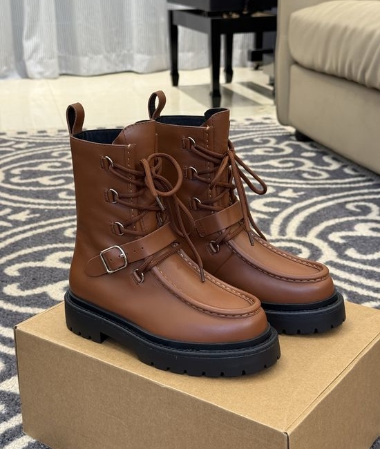 Hermes Premium Calfskin Ankle Boots Comfortable Versatile