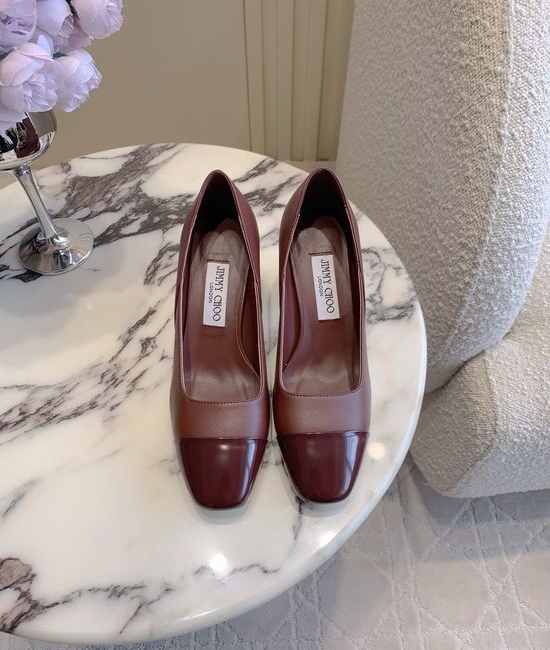 Jimmy Choo Classic Chunky High Heel Leather Pumps