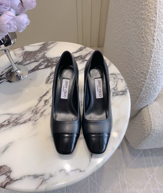 Jimmy Choo Classic Chunky High Heel Leather Pumps