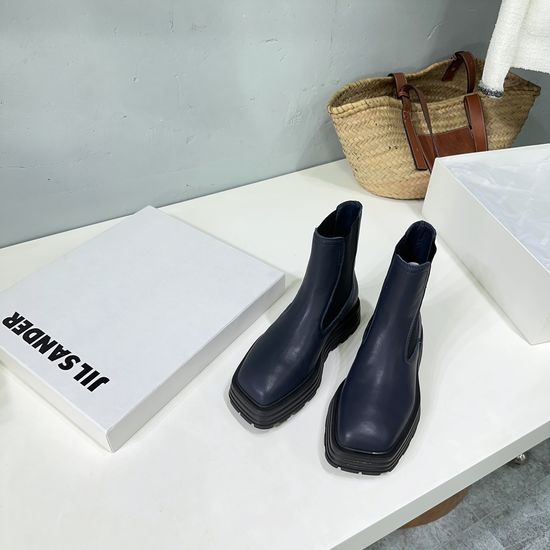 Jil Sanders Slip On Platform Chelsea Boots Thick Rubber Sole