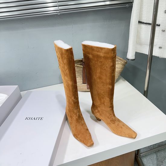 Khaite Low Heel Knee-high Boots Slim Fit Elegant Leather Footwear