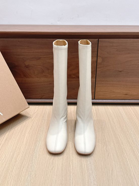 Khaite Pointed Toe Invisible Height Lift Leather Tall Boots