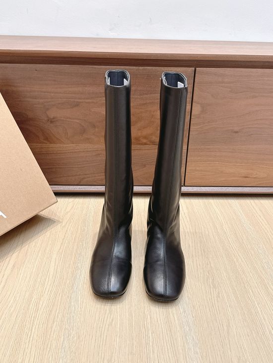 Khaite Pointed Toe Invisible Height Lift Leather Tall Boots
