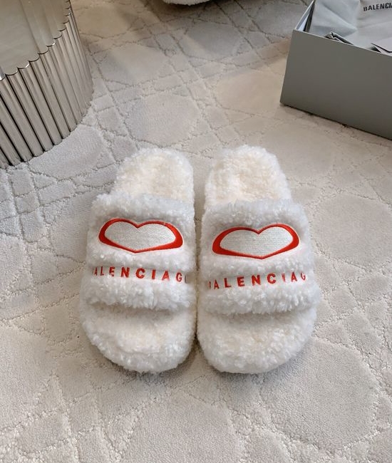 Balenciaga Cozy Plush Fleece Lined Platform House Slippers