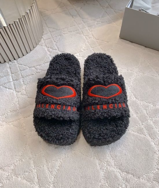 Balenciaga Cozy Plush Fleece Lined Platform House Slippers