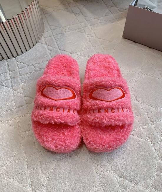 Balenciaga Cozy Plush Fleece Lined Platform House Slippers