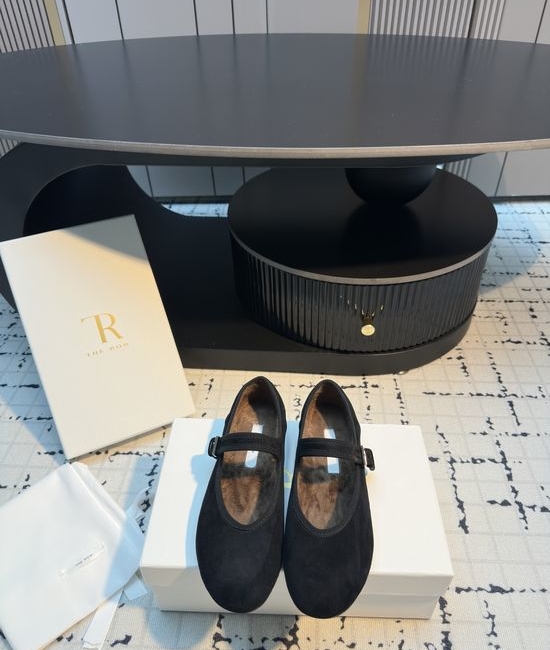 The Row Round Toe Fur Lined Mary Jane Shoes Soft Sole Comfortable Footwear
