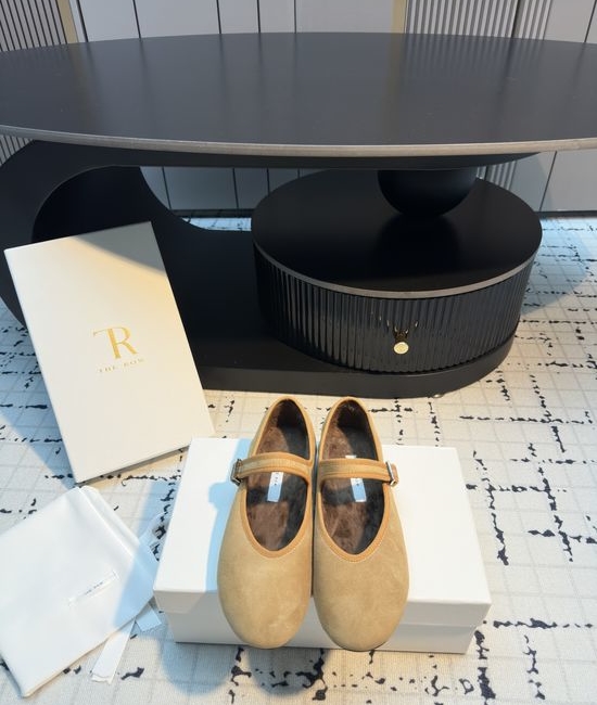 The Row Round Toe Fur Lined Mary Jane Shoes Soft Sole Comfortable Footwear