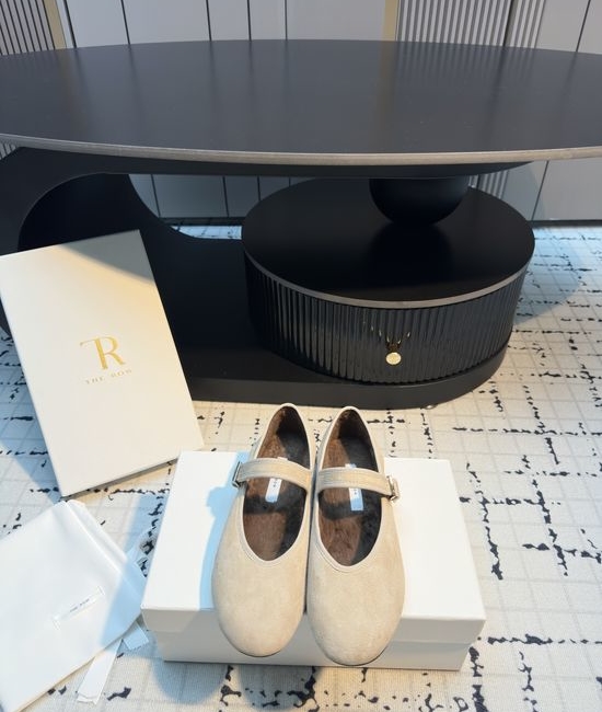 The Row Round Toe Fur Lined Mary Jane Shoes Soft Sole Comfortable Footwear